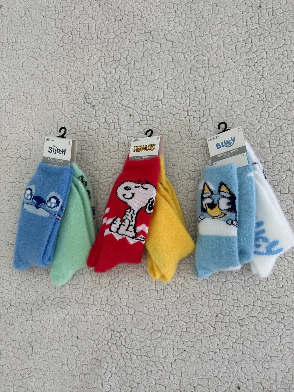 New womens sz 4-10 Disney Character Boot Socks Stitch, Peanut, Bluey